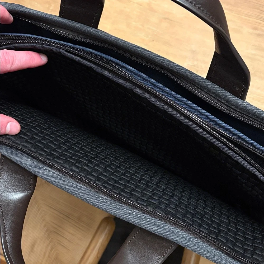 TUMI Men's Charcoal and Dark Brown Briefcase